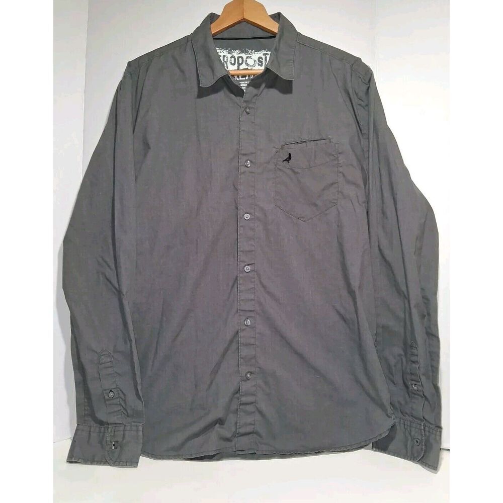 Aeropostale Long Sleeve Shirt Men's XL  Gray Casual Button Up Cotton Blend‎
